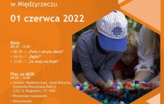 plakat informujący o imprezach dla dzieci z okazji Dnia Dziecka