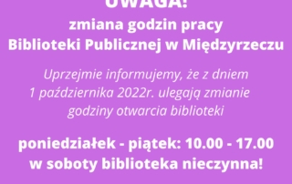 plakat informujący o zmianie godzin