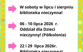 Wakacje 2026 zmiana godzin pracy biblioteki w Międzyrzeczu