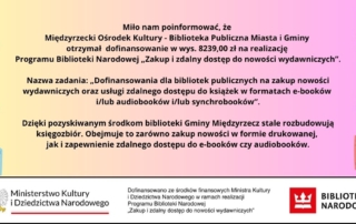 informacja o dotacji na zakup nowości wydawniczych